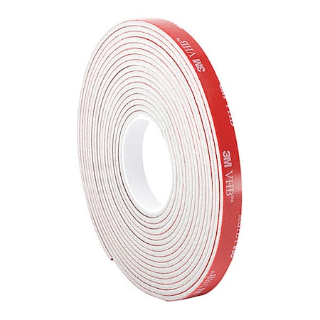 Foam Tape, White, 5 yd L, 1/2 in W