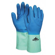 5340 Chemical Resistant Gloves, Natural Rubber Latex, Nitrile, 12 in L, 28 mil, Blue, Green, S