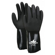 Coated Gloves, PVC, Smooth, 3/4 Dip, 4 Abrasion Level, Black, L 1 PR