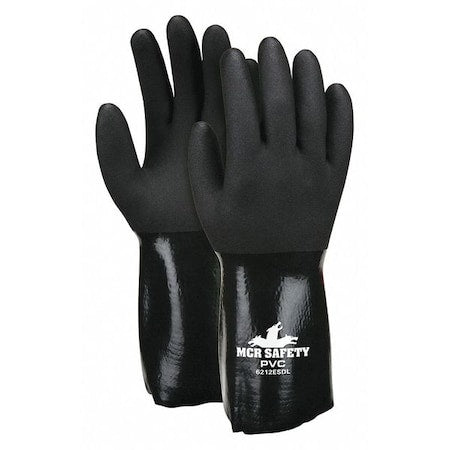 Coated Gloves, PVC, Smooth, 3/4 Dip, 4 Abrasion Level, Black, L 1 PR