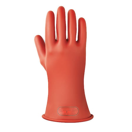 Electrical-Insulating Gloves, 1,000V AC, 1,500V DC, Rubber, 14" Length, Red, Size 8