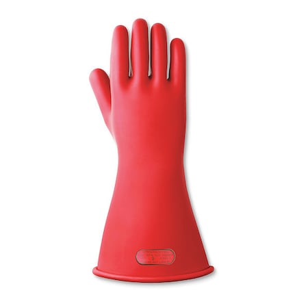 Electrical-Insulating Gloves, 1,000V AC, 1,500V DC, Rubber, 14" Length, Red, Size 10