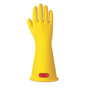 Electrical-Insulating Gloves, 7,500V AC, 11,250V DC, Rubber, 14" Length, Yellow, Size 12