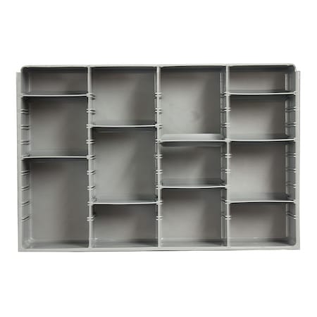 Compartment Drawer Insert with 4 compartments, Polypropylene, 3" H x 18 in W
