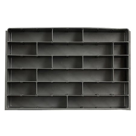Compartment Drawer Insert with 6 compartments, Polypropylene, 3" H x 18 in W