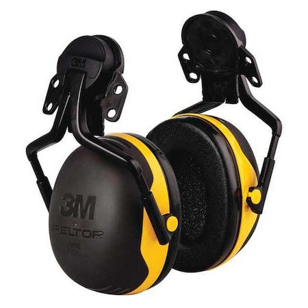Peltor X2 Hard Hat-Mounted Earmuffs, Passive Protection, NRR 24 dB, Foam, Black/Yellow