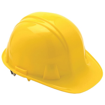 Front Brim Hard Hat, SL Series, Polyethylene, Type 1, Class E, Ratchet (4-Point), Side Slots, Yellow