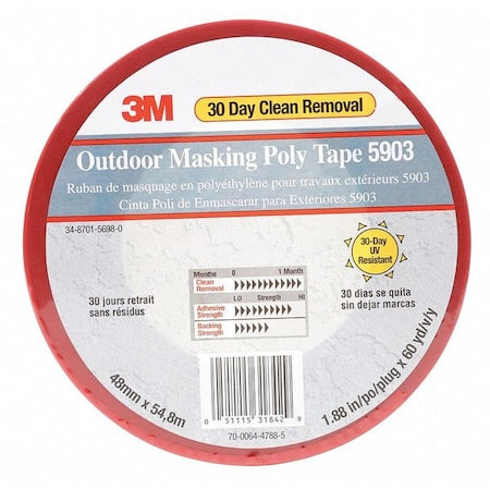 Painter's Tape, 1 7/8 in W x 59 yd L, 7.5 mil Thick, Red, Rubber Adhesive
