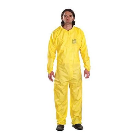 Collared Coverall, 4Xl, Yellow, Chemical Laminate M2300