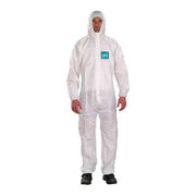 Hooded Coverall, S, White, Chemical Laminate M4000