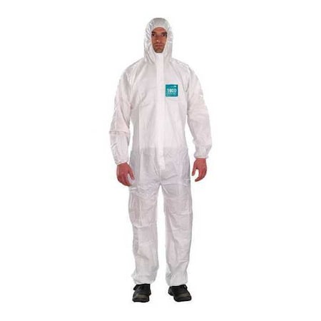 Hooded Coverall, S, White, Chemical Laminate M4000