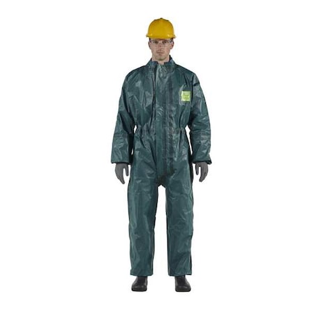 Hooded Coverall, 4Xl, Green, Chemical Laminate M4000