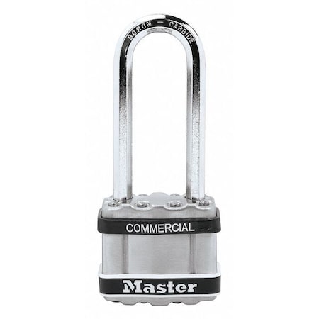 Padlock, Keyed Different, Long Shackle, Square Stainless Steel Body, Boron Shackle, 13/16 in W