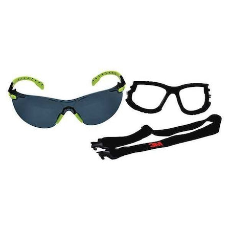 Solus 1000 TPE, Safety Glasses, Scotchgard Anti-Fog & Anti-Scratch, Gray Lens, Green/Black Frame