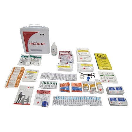 First Aid Kit and Housing, Metal 195 Components, 50 People Served