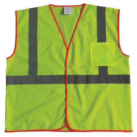 High-Visibility Vest, ANSI Class 1, U-Block, Mesh Polyester, Hook-and-Loop, Lime, Size S/M