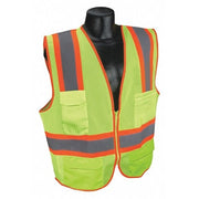 High-Visibility Vest, Type R, Class 2, U-Block, Silver Stripe, Zipper, Mesh Polyester, Lime, 5XL