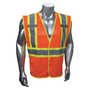 High-Visibility Vest, Type R, ANSI Class 2, U-Block, Mesh Polyester, Hook and Loop, Orange, 4XL/5XL