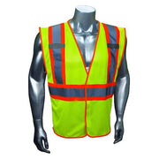 High-Visibility Vest, Type R, ANSI Class 2, U-Block, Mesh Polyester, Hook and Loop, Lime, S/M