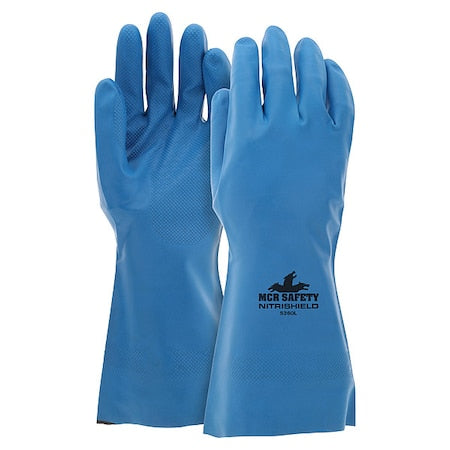 NitriShield Chemical Resistant Gloves, Nitrile, 12 in L, 15 mil, Blue, M, 12 PK