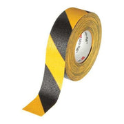 Anti-Slip Tape Mineral Coated; Substrate: Plastic Film 60 Grit Size, Black/Yellow, 3" W x 60 ft. L