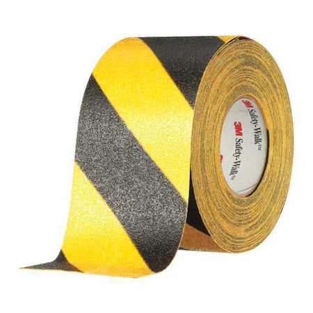 Anti-Slip Tape Mineral Coated; Substrate: Plastic Film 60 Grit Size, Black/Yellow, 6" W x 60 ft. L