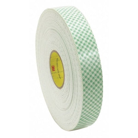 Double-Sided Foam Tape, 1/2 in W, 36 yd L, 1/16 in, Polyurethane Foam, Double-Sided