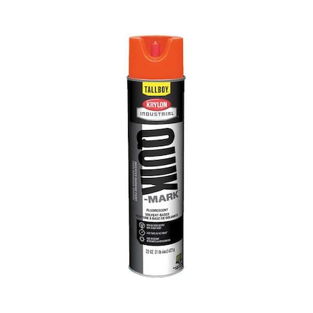 Inverted Marking Paint, 22 oz., Fluorescent Red/Orange, Solvent -Based