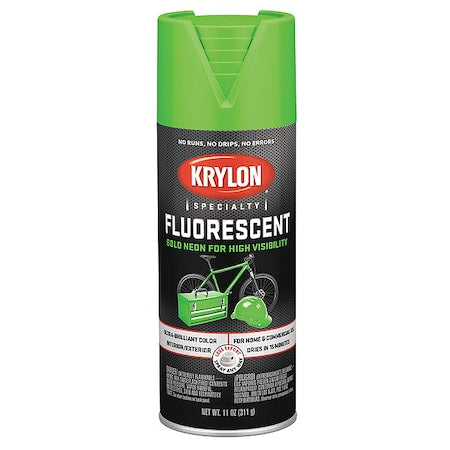 Spray Paint, Flourescent Green, Gloss, Solvent, 11 oz