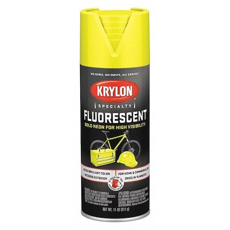 Spray Paint, Flourescent Lemon Yellow, Gloss, Solvent, 11 oz