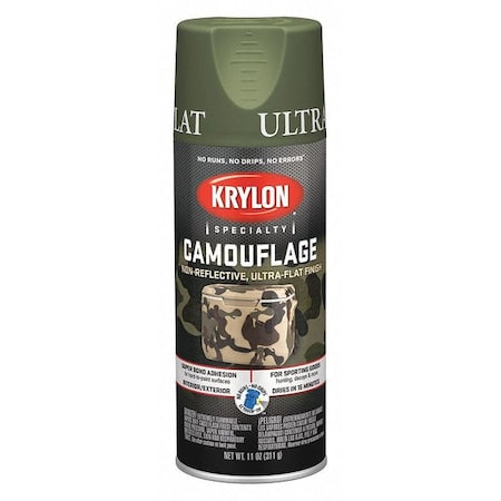 Spray Paint, Light Green, Ultra-Flat, Solvent, 11 oz