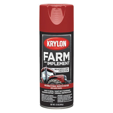 Spray Paint, International Harvester Red, High Gloss, Solvent, 12 oz