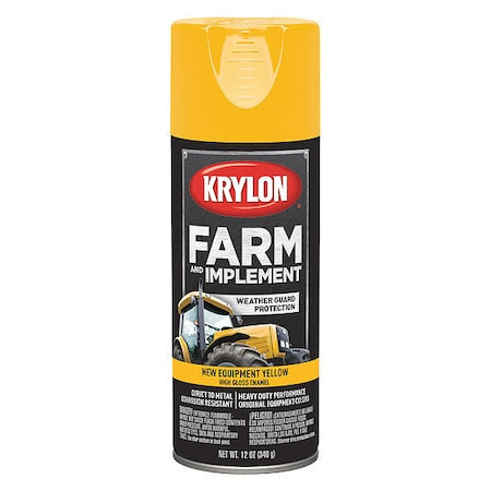 Spray Paint, Yellow, High-Gloss, Solvent, 12 oz