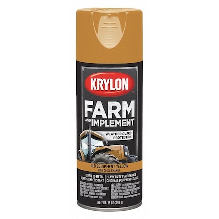 Spray Paint, Old Equipment Yellow, High-Gloss, Solvent, 12 oz