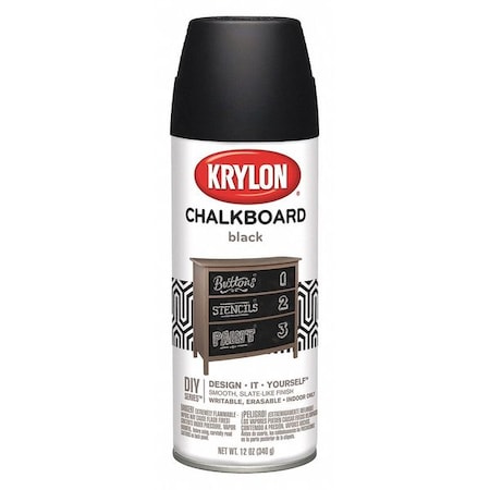 Spray Paint, Black, Flat, Solvent, 12 oz