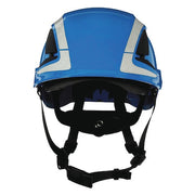 SecureFit Safety Helmet, Front Brim, Type 1, Class C, Reflective, Vented, Ractchet (6-point), Blue