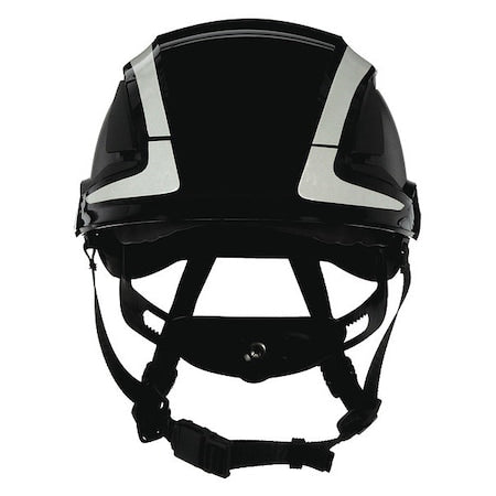 SecureFit Safety Helmet, Front Brim, Type 1, Class C, Reflective, Vented, Ractchet (6-point), Black