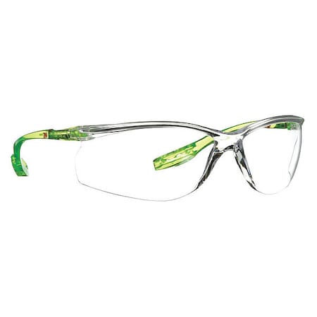 CCS, Safety Glasses, Scotchgard Anti-Fog & Anti-Scratch, Clear Lens, Green Frame, Frameless