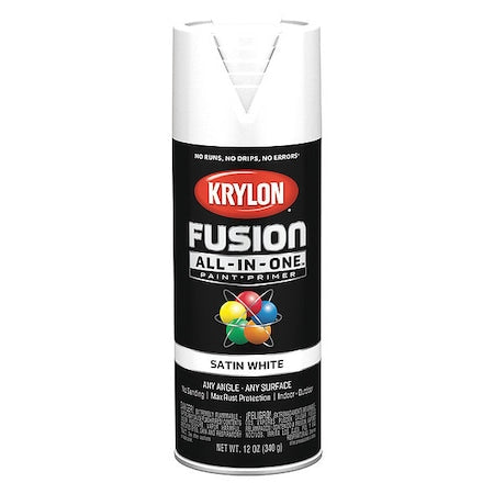 Rust Preventative Spray Paint, White, Satin, Solvent, 12 oz