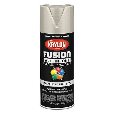 Metallic Spray Paint, Satin Nickel, Metallic, Solvent, 12 oz