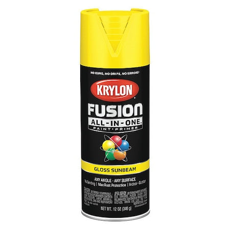 Rust Preventative Spray Paint, Sunbeam Yellow, Gloss, Solvent, 12 oz