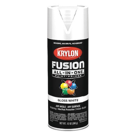 Rust Preventative Spray Paint, White, Gloss, Solvent, 12 oz