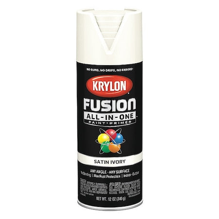 Rust Preventative Spray Paint, Ivory, Satin, Solvent, 12 oz