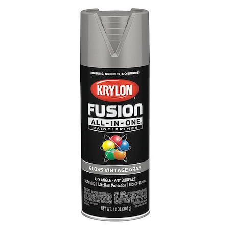 Rust Preventative Spray Paint, Vintage Gray, Gloss, Solvent, 12 oz
