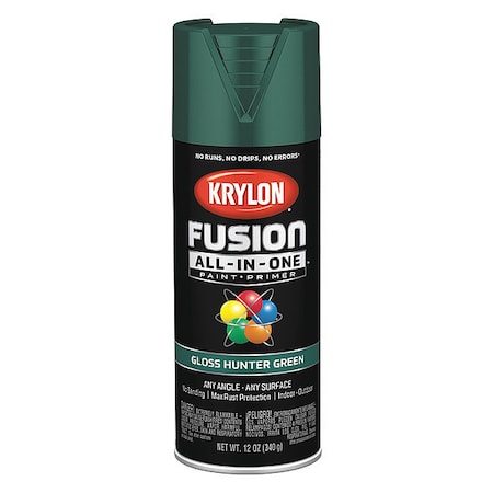 Rust Preventative Spray Paint, Hunter Green, Gloss, Solvent, 12 oz