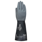 AlphaTec Chemical Resistant Gloves, Neoprene, Nitrile, 13 in L, 17 mil, Black/Gray, 10, 1 PR