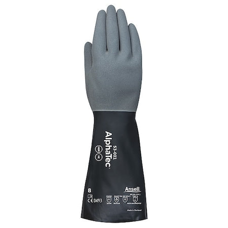AlphaTec Chemical Resistant Gloves, Neoprene, Nitrile, 13 in L, 17 mil, Black/Gray, 10, 1 PR