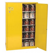 Hazardous Material Storage Cabinet, 60 gal, 5 Shelves, Steel, 43 in W x 65 in H x 18 in D, Yellow
