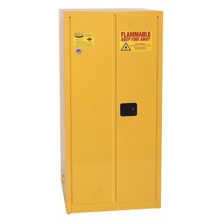 Hazardous Material Storage Cabinet, 60 gal, 2 Shelves, Steel, 34 in W x 65 in H x 34 in D, Yellow