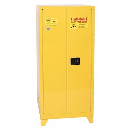 Hazardous Material Storage Cabinet, 60 gal, 2 Shelves, Steel, 34 in W x 69 in H x 34 in D, Yellow